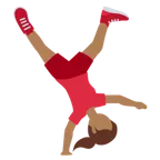 woman cartwheeling: medium-dark skin tone for X / Twitter platform