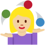woman juggling: medium-light skin tone for X / Twitter platform