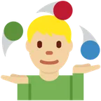 man juggling: medium-light skin tone for X / Twitter platform