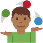 man juggling: medium-dark skin tone for X / Twitter platform