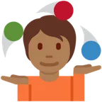 person juggling: medium-dark skin tone สำหรับแพลตฟอร์ม X / Twitter