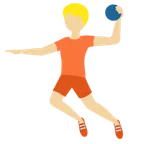 person playing handball: medium-light skin tone per la piattaforma X / Twitter