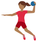 woman playing handball: medium-dark skin tone for X / Twitter platform