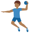 man playing handball: medium-dark skin tone for X / Twitter platform