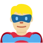 X / Twitter platformu için man superhero: medium-light skin tone