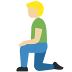 man kneeling: medium-light skin tone for X / Twitter platform