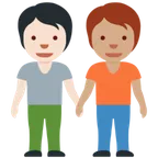 X / Twitter 플랫폼을 위한 people holding hands: light skin tone, medium skin tone