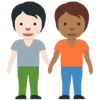 people holding hands: light skin tone, medium-dark skin tone for X / Twitter platform
