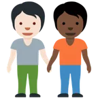 people holding hands: light skin tone, dark skin tone for X / Twitter platform