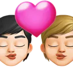 kiss: person, person, light skin tone, medium-light skin tone per la piattaforma X / Twitter