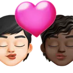 kiss: person, person, light skin tone, dark skin tone für X / Twitter Plattform
