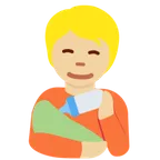 person feeding baby: medium-light skin tone สำหรับแพลตฟอร์ม X / Twitter