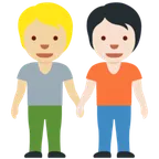 people holding hands: medium-light skin tone, light skin tone для платформи X / Twitter
