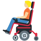 person in motorized wheelchair: medium-light skin tone สำหรับแพลตฟอร์ม X / Twitter