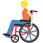 person in manual wheelchair: medium-light skin tone สำหรับแพลตฟอร์ม X / Twitter