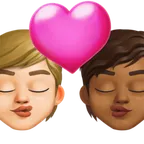 kiss: person, person, medium-light skin tone, medium-dark skin tone สำหรับแพลตฟอร์ม X / Twitter