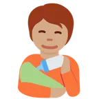 X / Twitter platformu için person feeding baby: medium skin tone