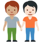 people holding hands: medium skin tone, light skin tone pentru platforma X / Twitter