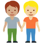 people holding hands: medium skin tone, medium-light skin tone per la piattaforma X / Twitter