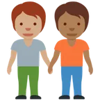 people holding hands: medium skin tone, medium-dark skin tone per la piattaforma X / Twitter