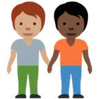 people holding hands: medium skin tone, dark skin tone per la piattaforma X / Twitter