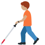 person with white cane: medium skin tone pour la plateforme X / Twitter