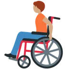 person in manual wheelchair: medium skin tone สำหรับแพลตฟอร์ม X / Twitter