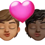kiss: person, person, medium skin tone, dark skin tone لمنصة X / Twitter