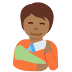 person feeding baby: medium-dark skin tone สำหรับแพลตฟอร์ม X / Twitter