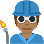 X / Twitter platformu için factory worker: medium-dark skin tone