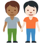 people holding hands: medium-dark skin tone, light skin tone para la plataforma X / Twitter