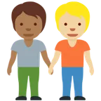 people holding hands: medium-dark skin tone, medium-light skin tone pentru platforma X / Twitter