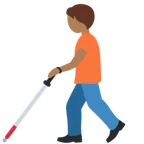 person with white cane: medium-dark skin tone para a plataforma X / Twitter