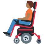 person in motorized wheelchair: medium-dark skin tone สำหรับแพลตฟอร์ม X / Twitter