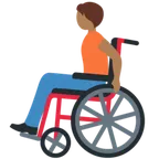 person in manual wheelchair: medium-dark skin tone สำหรับแพลตฟอร์ม X / Twitter
