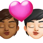 kiss: person, person, medium-dark skin tone, light skin tone per la piattaforma X / Twitter