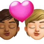 kiss: person, person, medium-dark skin tone, medium-light skin tone สำหรับแพลตฟอร์ม X / Twitter