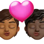 X / Twitter platformu için kiss: person, person, medium-dark skin tone, dark skin tone