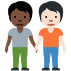 people holding hands: dark skin tone, light skin tone para la plataforma X / Twitter