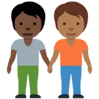 X / Twitter 플랫폼을 위한 people holding hands: dark skin tone, medium-dark skin tone