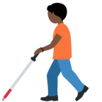 person with white cane: dark skin tone para la plataforma X / Twitter