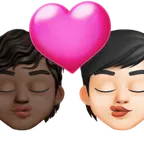 kiss: person, person, dark skin tone, light skin tone til X / Twitter platform