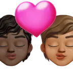 kiss: person, person, dark skin tone, medium skin tone لمنصة X / Twitter
