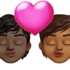 X / Twitter platformu için kiss: person, person, dark skin tone, medium-dark skin tone