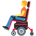 person in motorized wheelchair for X / Twitter platform