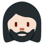 woman: light skin tone, beard for X / Twitter platform