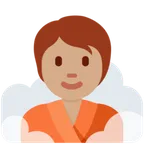 person in steamy room: medium skin tone สำหรับแพลตฟอร์ม X / Twitter