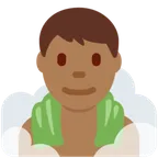 man in steamy room: medium-dark skin tone til X / Twitter platform