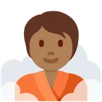 person in steamy room: medium-dark skin tone untuk platform X / Twitter