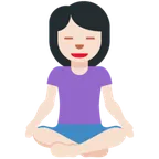 woman in lotus position: light skin tone for X / Twitter platform